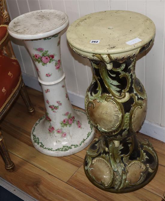 Three ceramic jardiniere stands